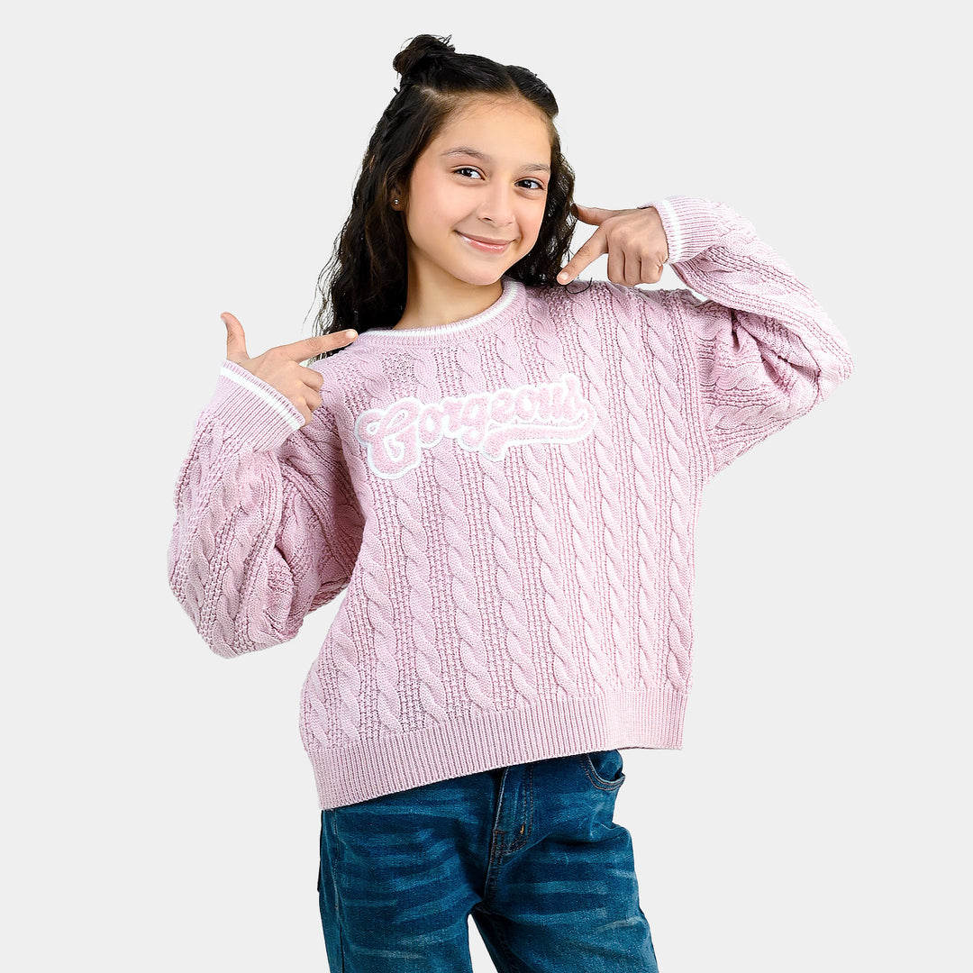 Girls Acrylic Sweater Gorgeous-Light Pink