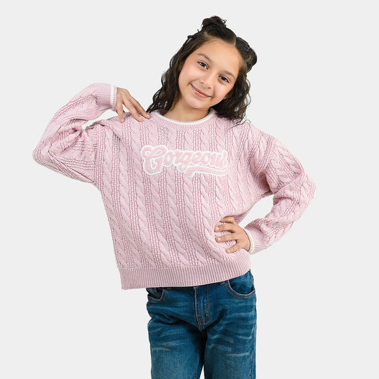 Girls Acrylic Sweater Gorgeous-Light Pink
