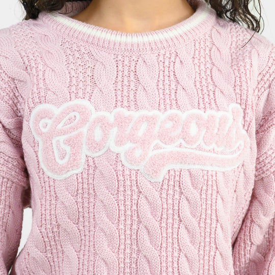 Girls Acrylic Sweater Gorgeous-Light Pink