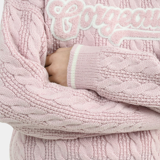 Girls Acrylic Sweater Gorgeous-Light Pink