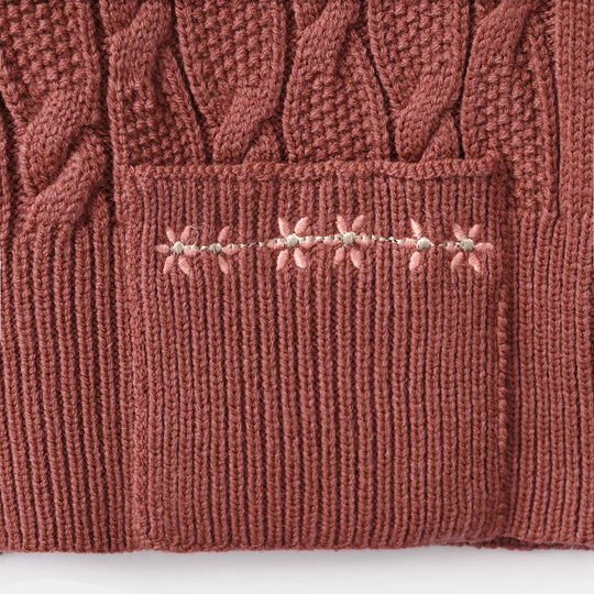 Girls Acrylic Sweater-Twisted Knot-Tea.Pink