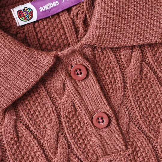 Girls Acrylic Sweater-Twisted Knot-Tea.Pink