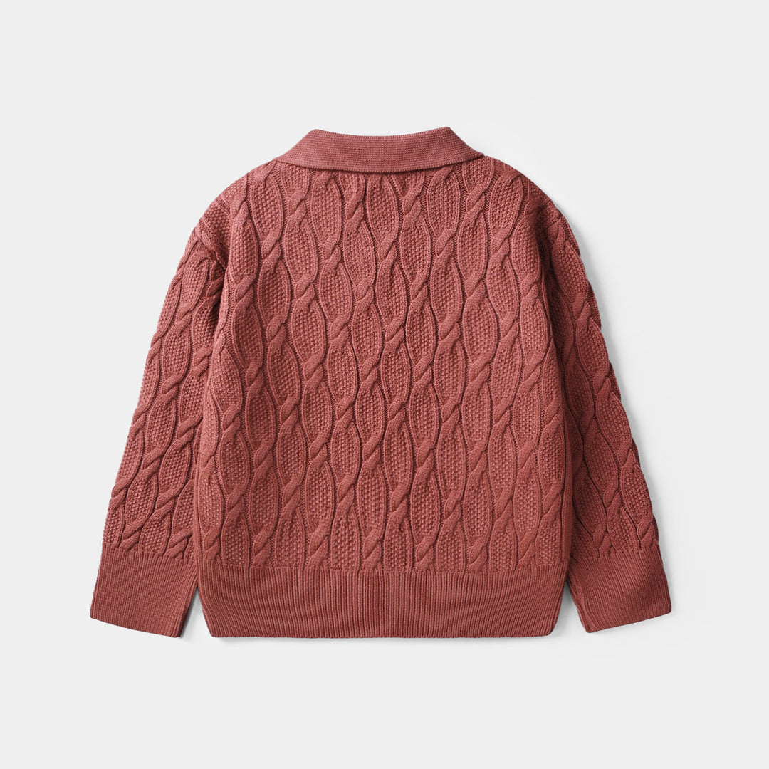 Girls Acrylic Sweater-Twisted Knot-Tea.Pink