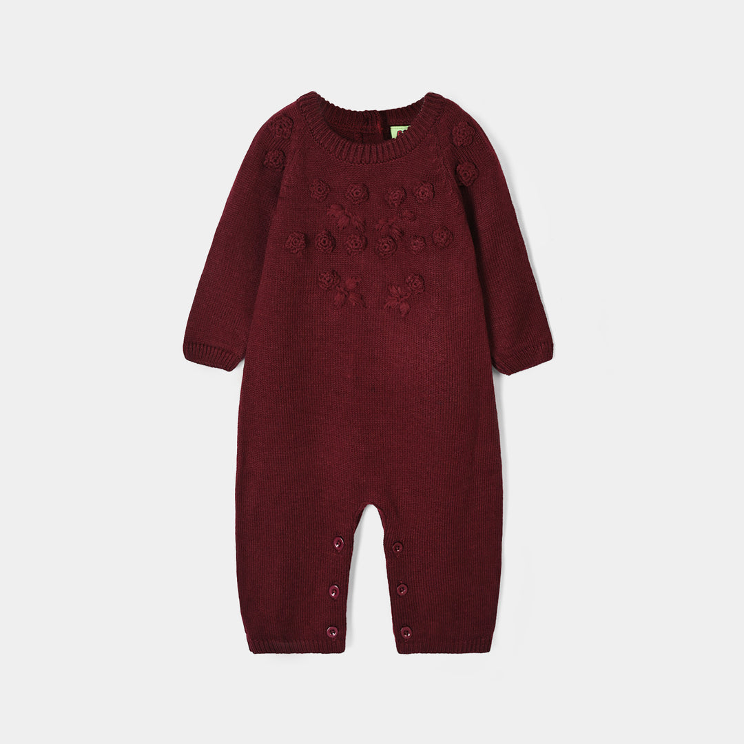Infant Girls Acrylic Romper Carnation-Dark Maroon