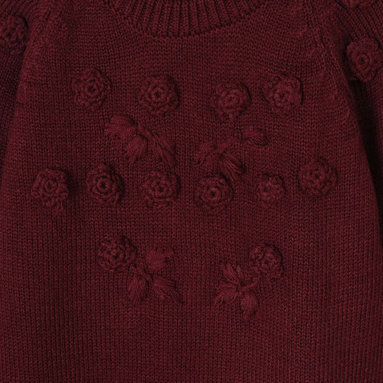 Infant Girls Acrylic Romper Carnation-Dark Maroon