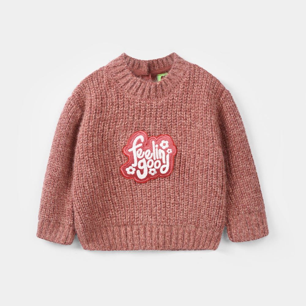 Infant Girls Feather-Acrylic Sweater-Cute-LT.Maroon