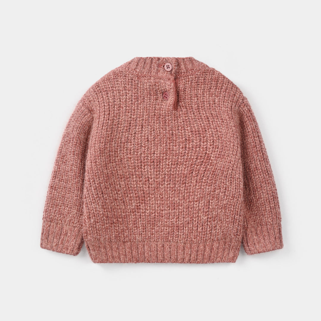 Infant Girls Feather-Acrylic Sweater-Cute-LT.Maroon