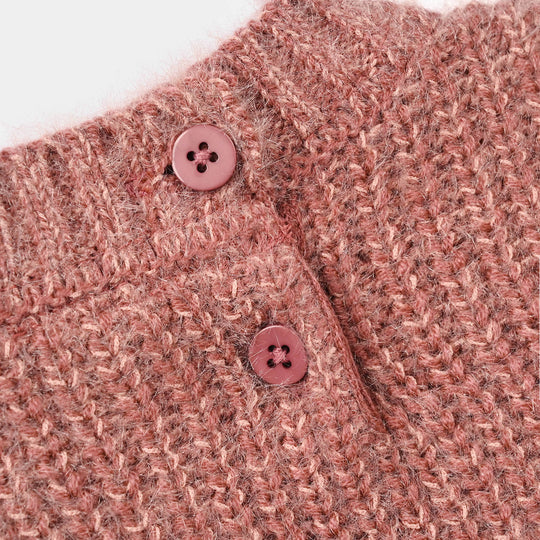 Infant Girls Feather-Acrylic Sweater-Cute-LT.Maroon
