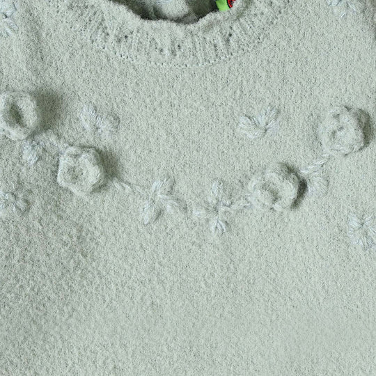 Infant Girls Feather-Acrylic Sweater-Pastel Green