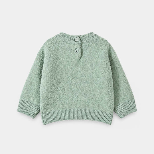 Infant Girls Feather-Acrylic Sweater-Pastel Green
