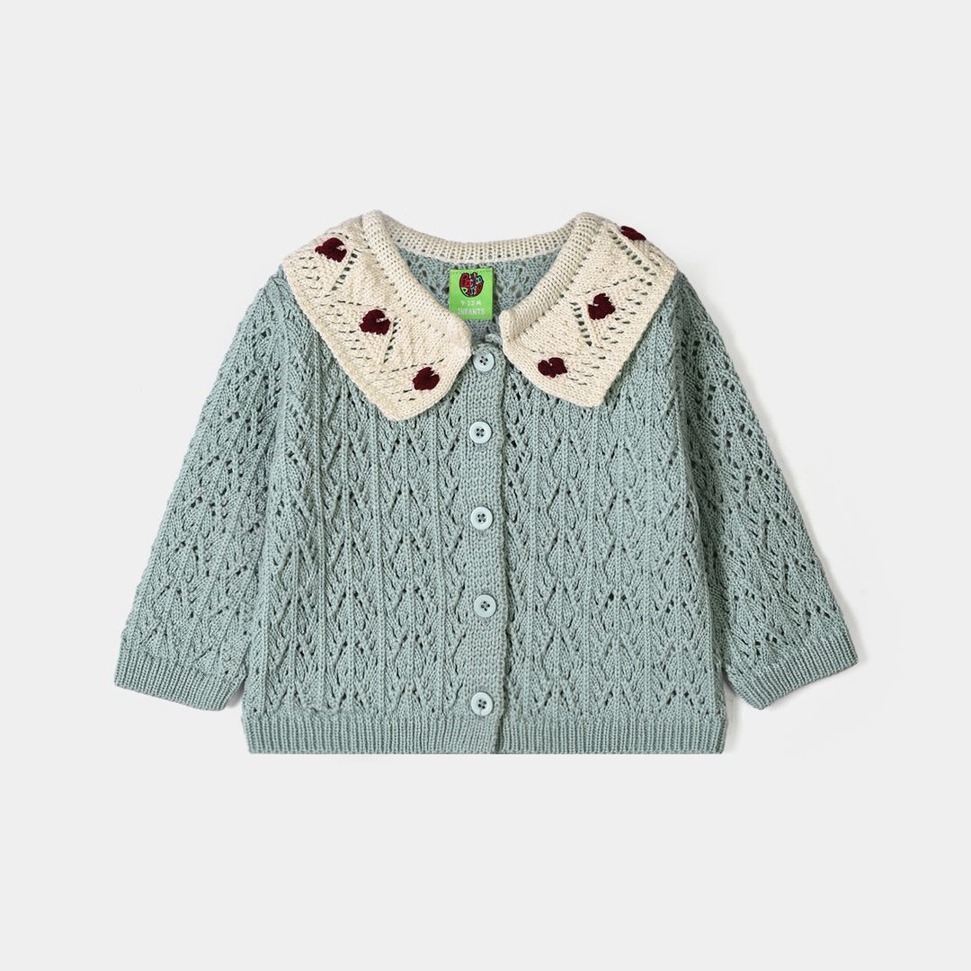 Infant Girls Acrylic Sweater-Victoria-Sea Green