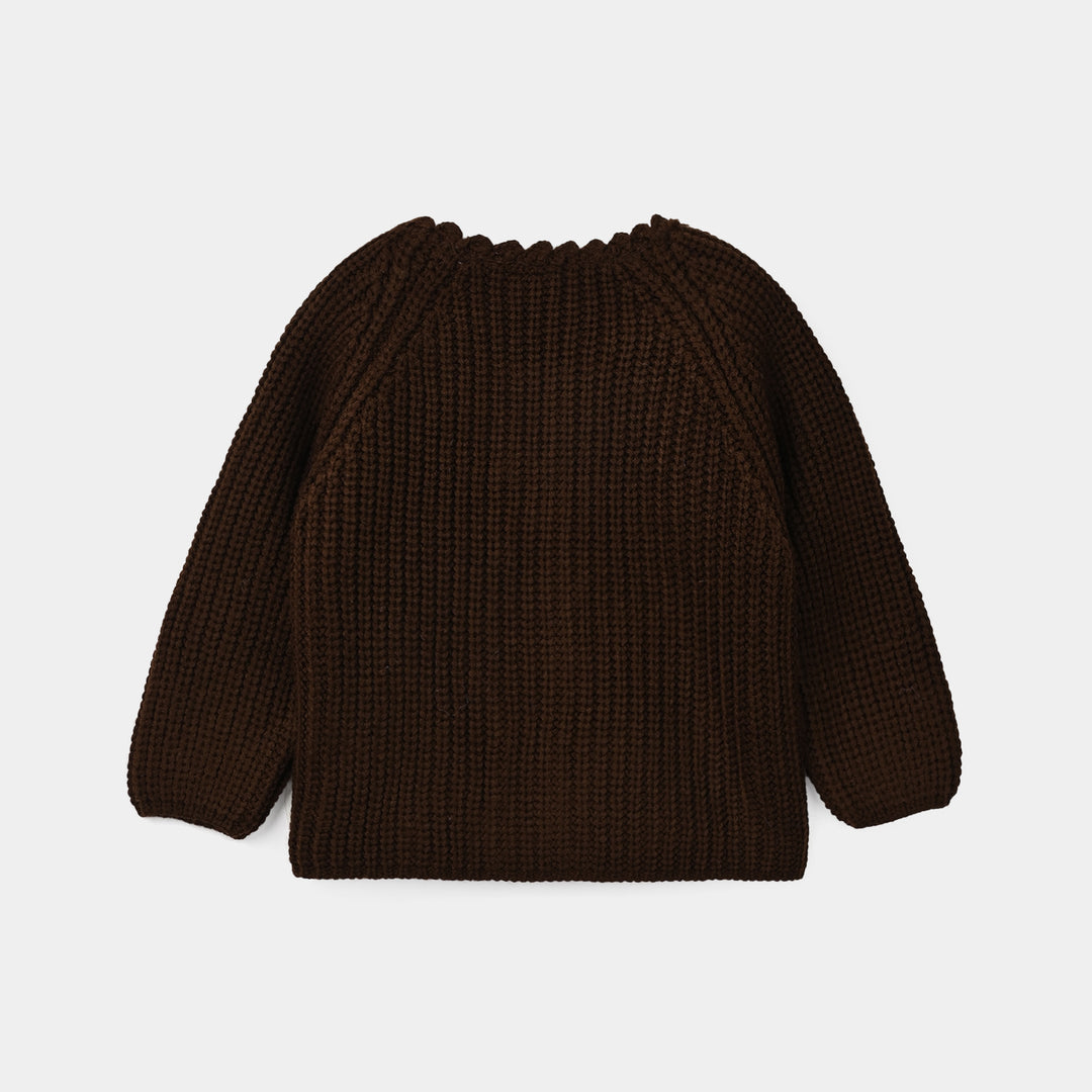 Infant Girls Acrylic Sweater-Vines-Dark.Brown