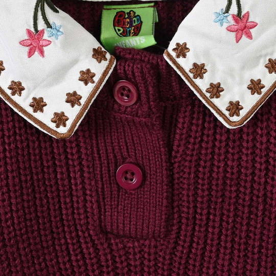 Infant Girls Acrylic Sweater- Maroon