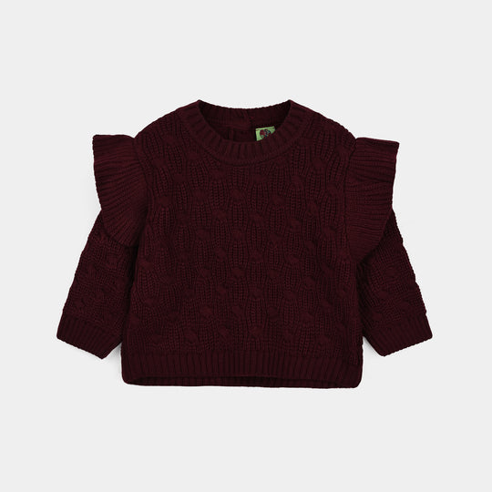 Infant Girls Acrylic Sweater-Classy-Dark.Maroon