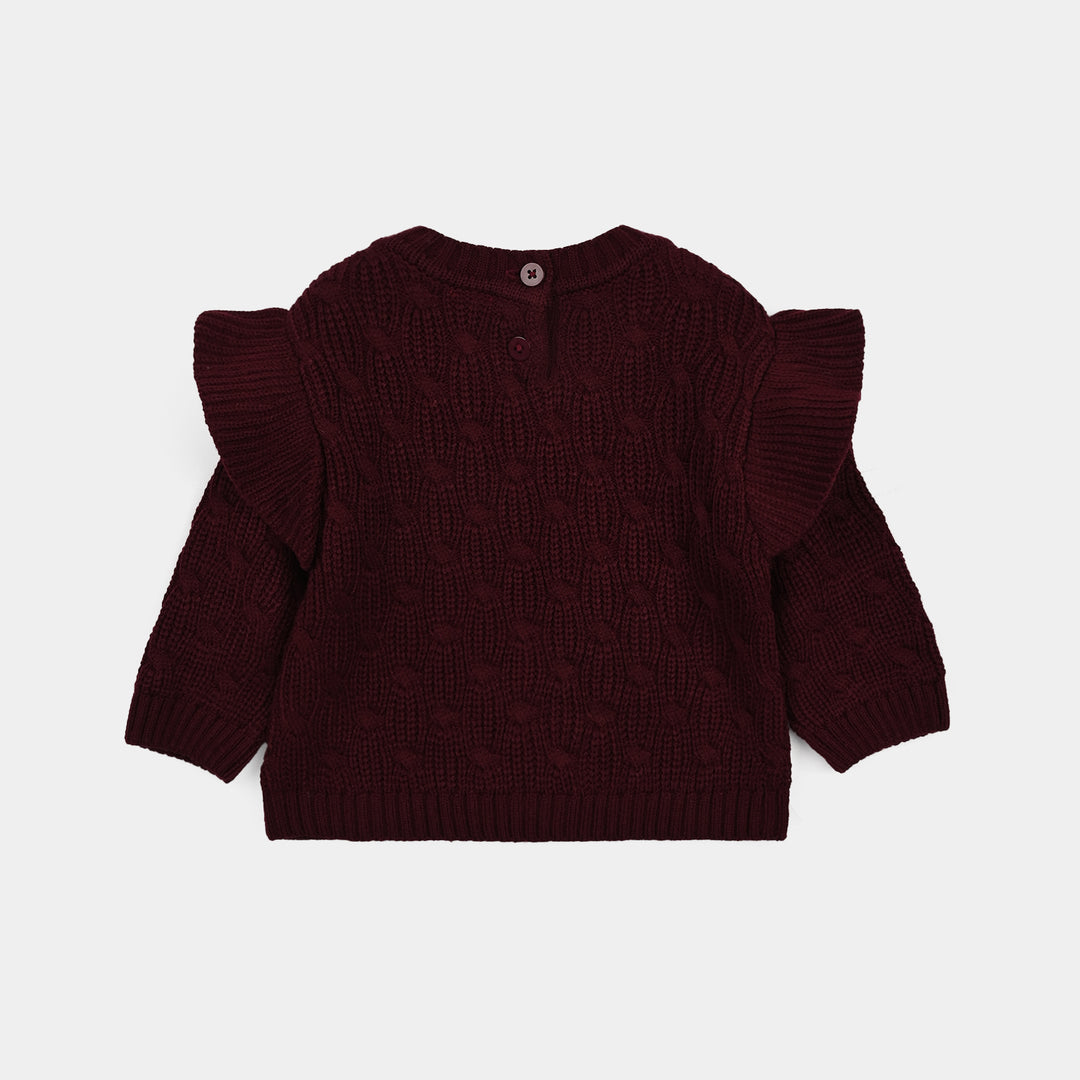 Infant Girls Acrylic Sweater-Classy-Dark.Maroon