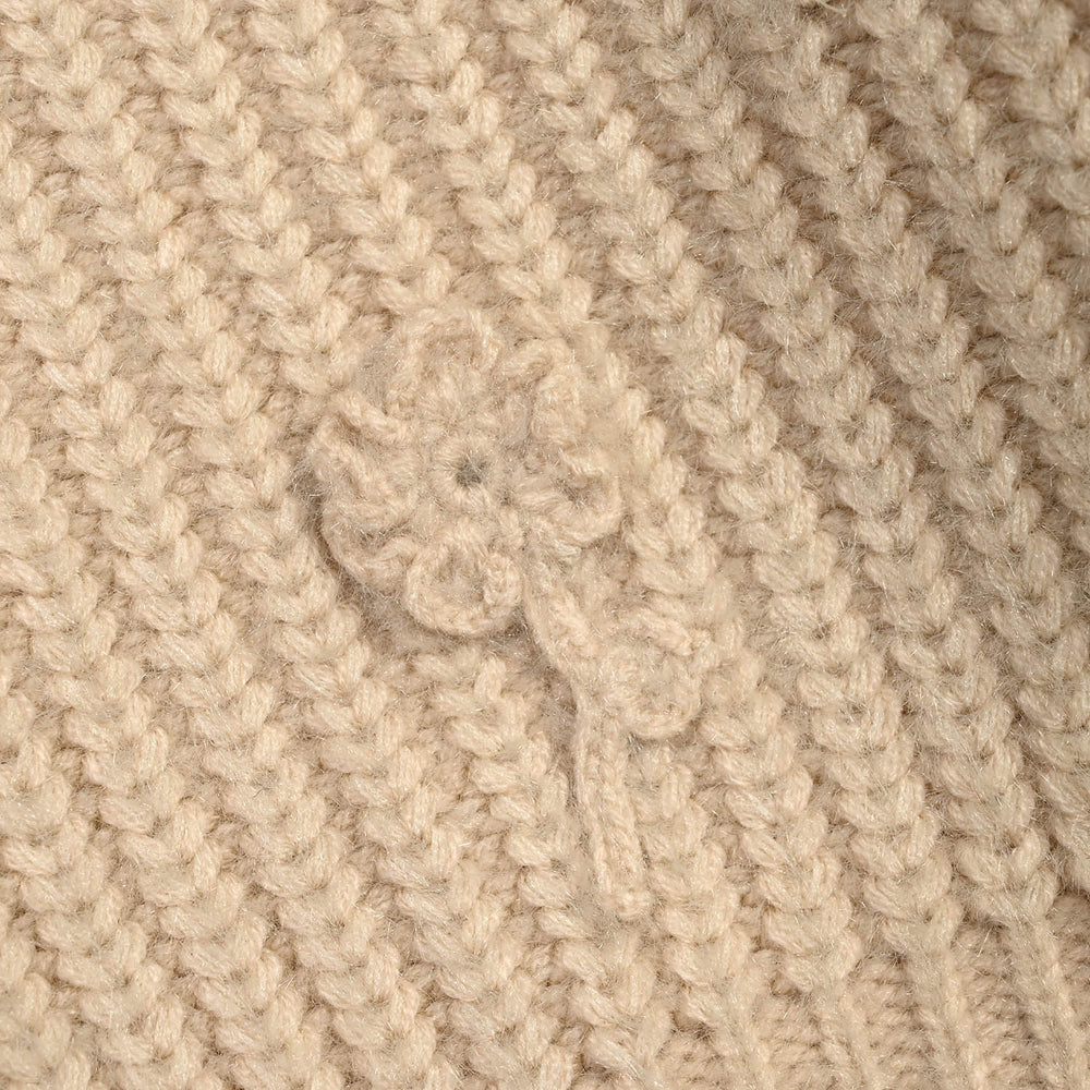 Infant Girls Feather-Acrylic Sweater-Petunia-Off White