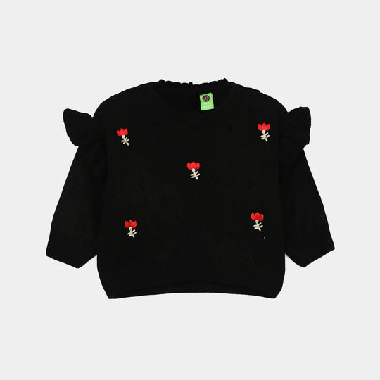 Infant Girls Acrylic Sweater-Rosie-BLACK