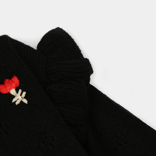 Infant Girls Acrylic Sweater-Rosie-BLACK