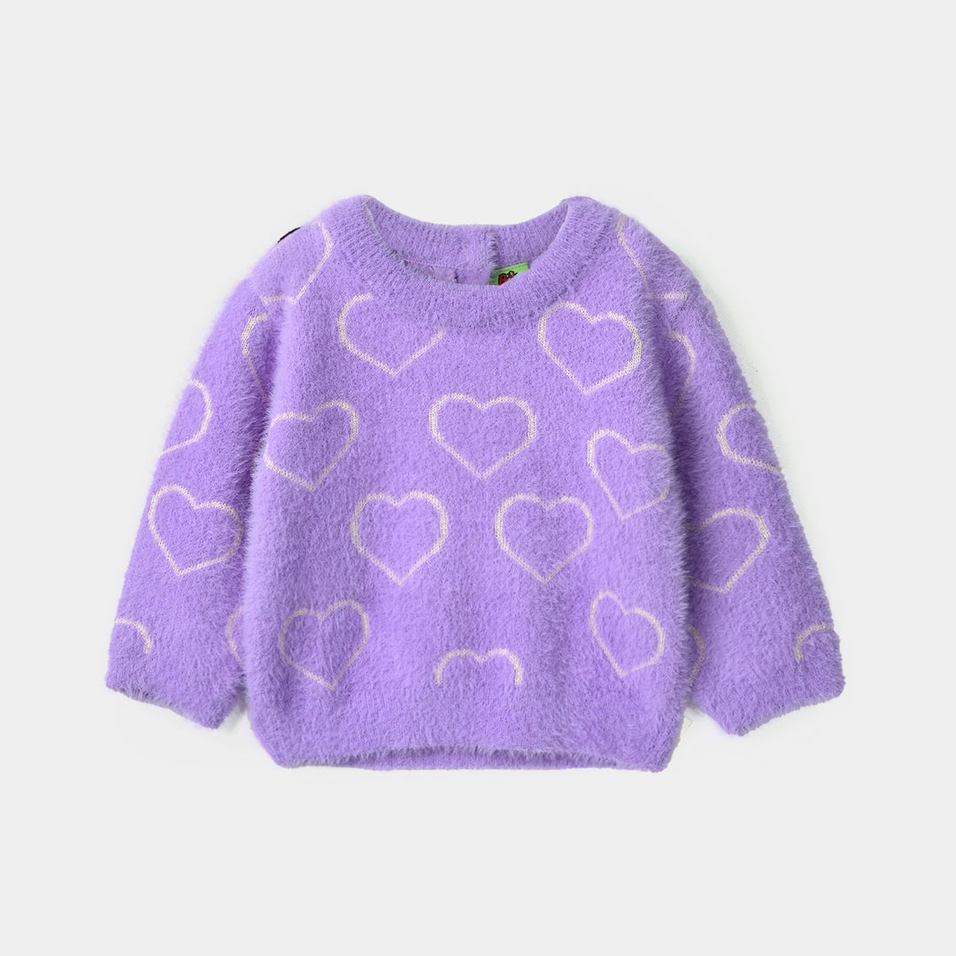 Infant Girls Feather-Acrylic Sweater-All Hearts-Lilac