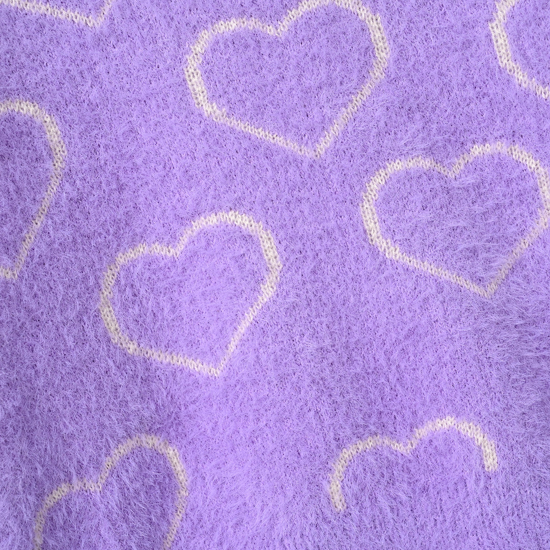 Infant Girls Feather-Acrylic Sweater-All Hearts-Lilac