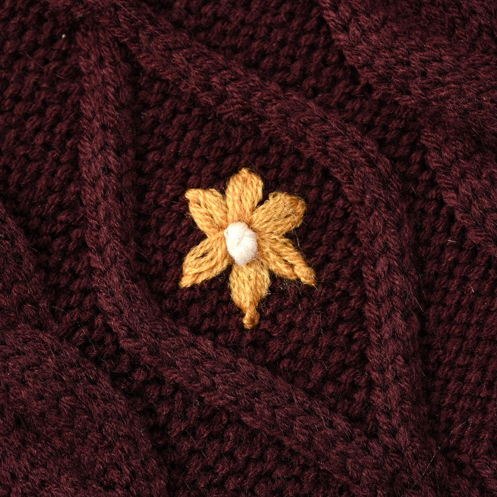 Infant Girls Acrylic Sweater-Fern-MAROON