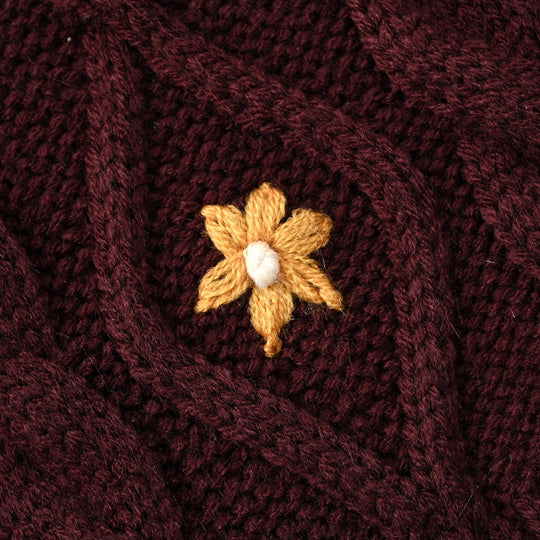 Infant Girls Acrylic Sweater-Fern-MAROON