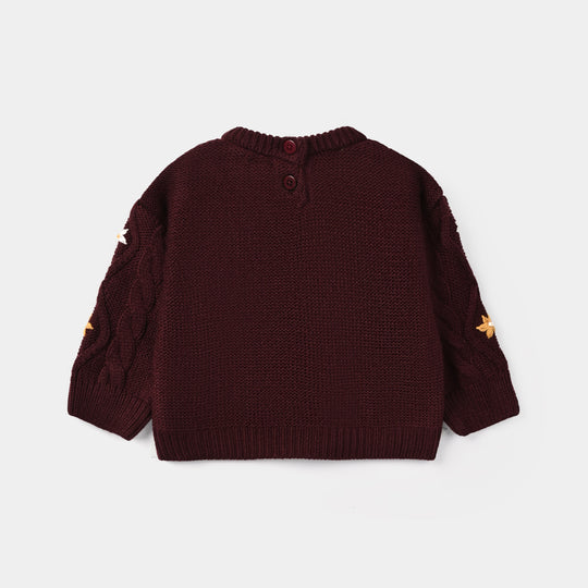 Infant Girls Acrylic Sweater-Fern-MAROON