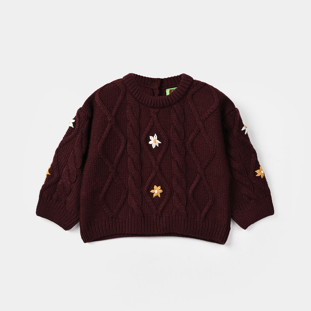 Infant Girls Acrylic Sweater-Fern-MAROON