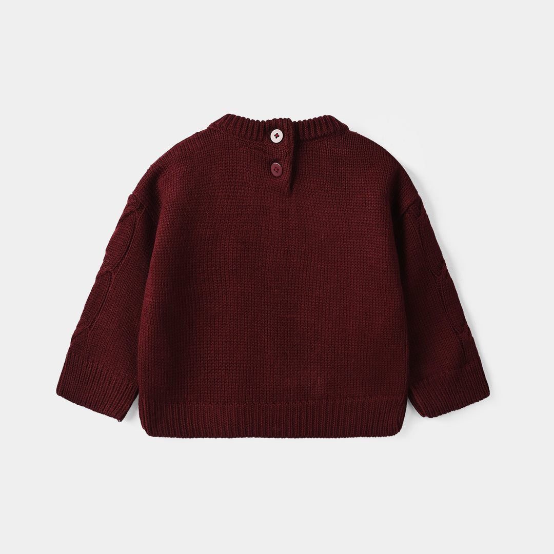 Infant Girls Acrylic Sweater Daisy Garden- Maroon