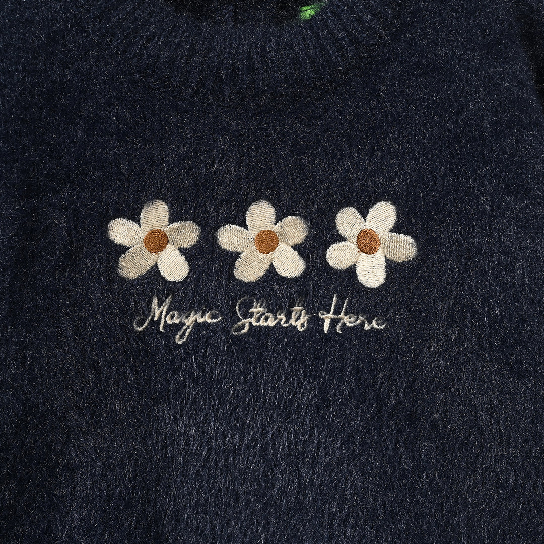 Infant Girls Feather Acrylic Sweater - Magic