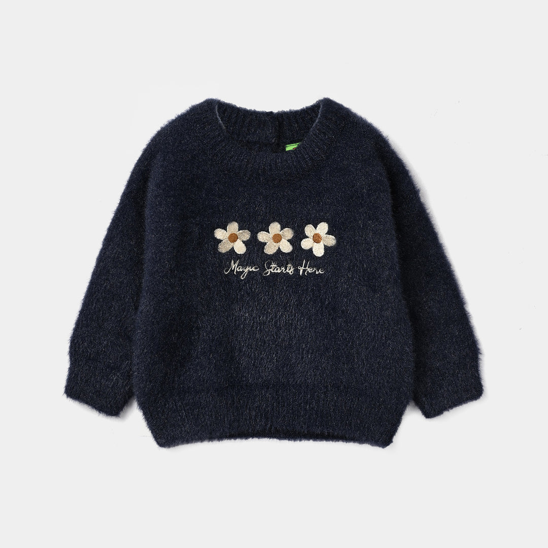 Infant Girls Feather Acrylic Sweater - Magic