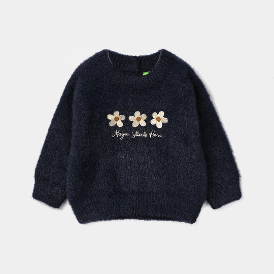 Infant Girls Feather Acrylic Sweater - Magic