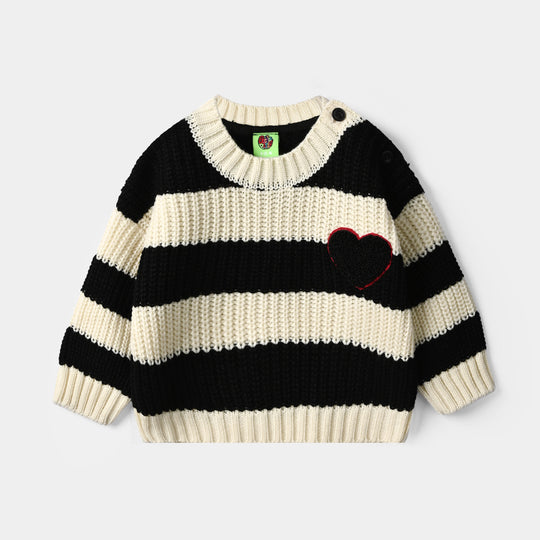 Infant Girls Acrylic Sweater-Adorable-Black.White