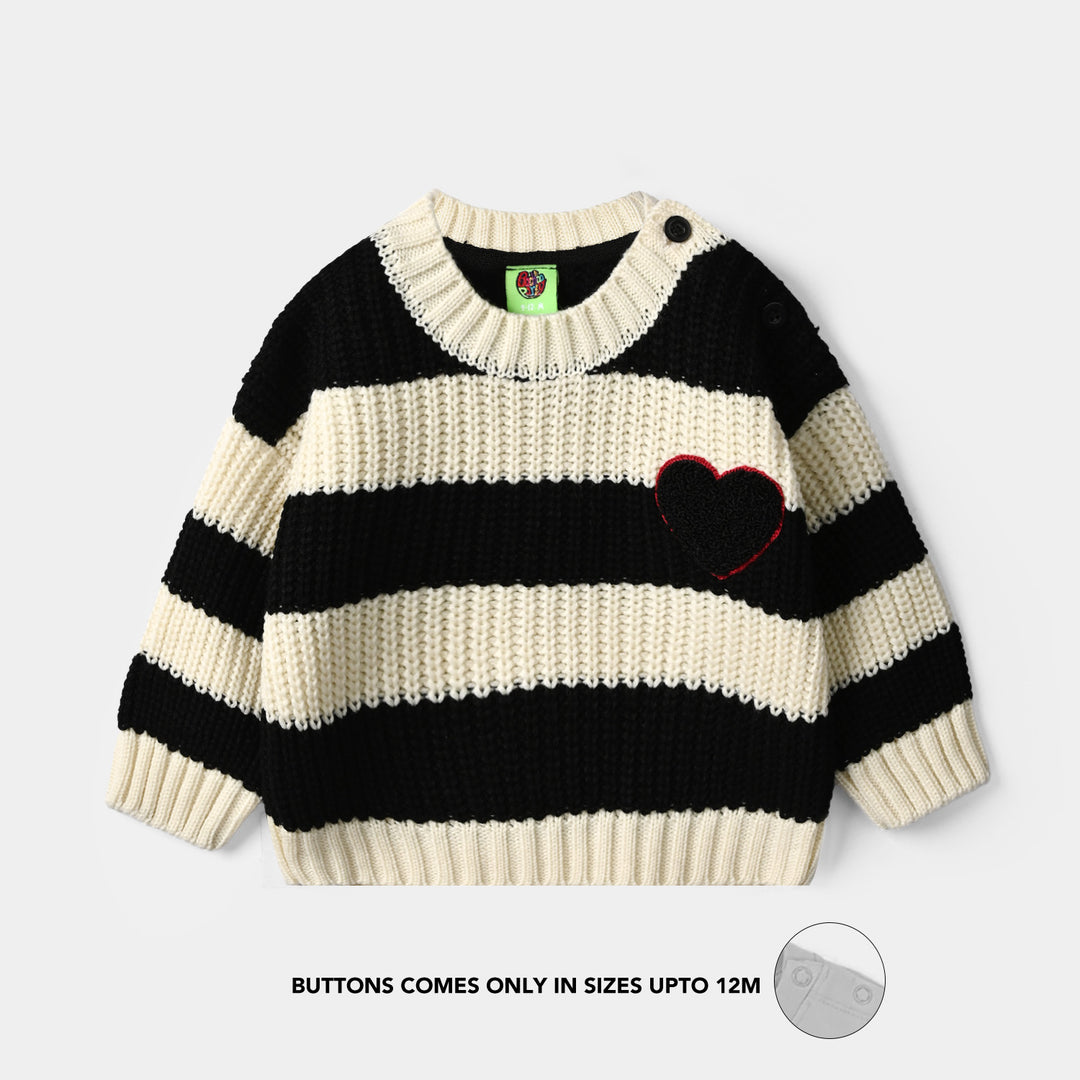 Infant Girls Acrylic Sweater-Adorable-Black.White