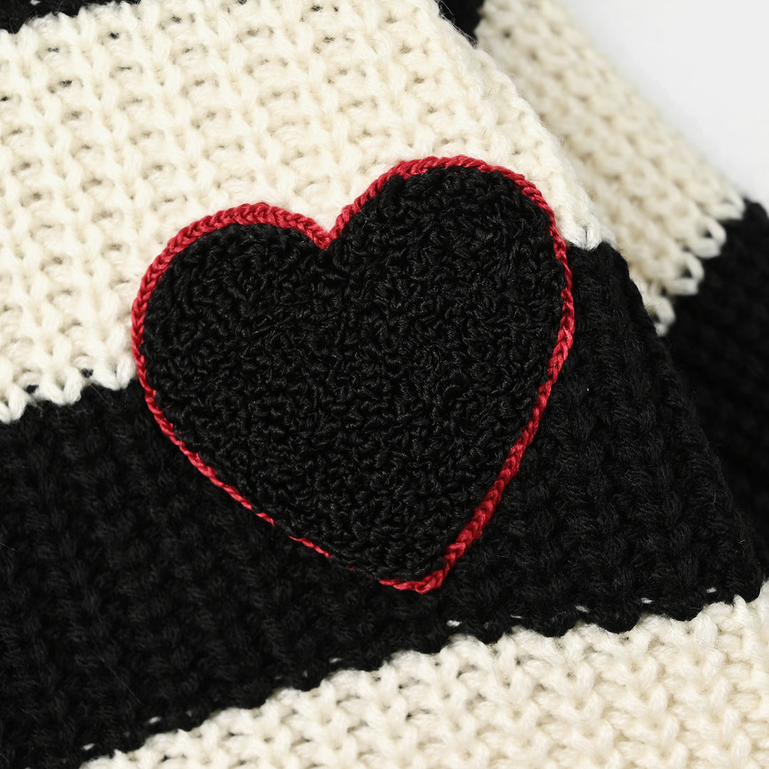 Infant Girls Acrylic Sweater-Adorable-Black.White