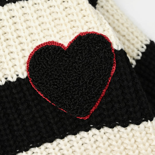 Infant Girls Acrylic Sweater-Adorable-Black.White