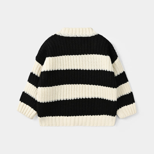 Infant Girls Acrylic Sweater-Adorable-Black.White