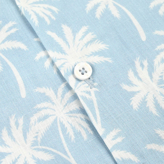 Boys Cotton Slub Shirt (Palm N Palm)-White