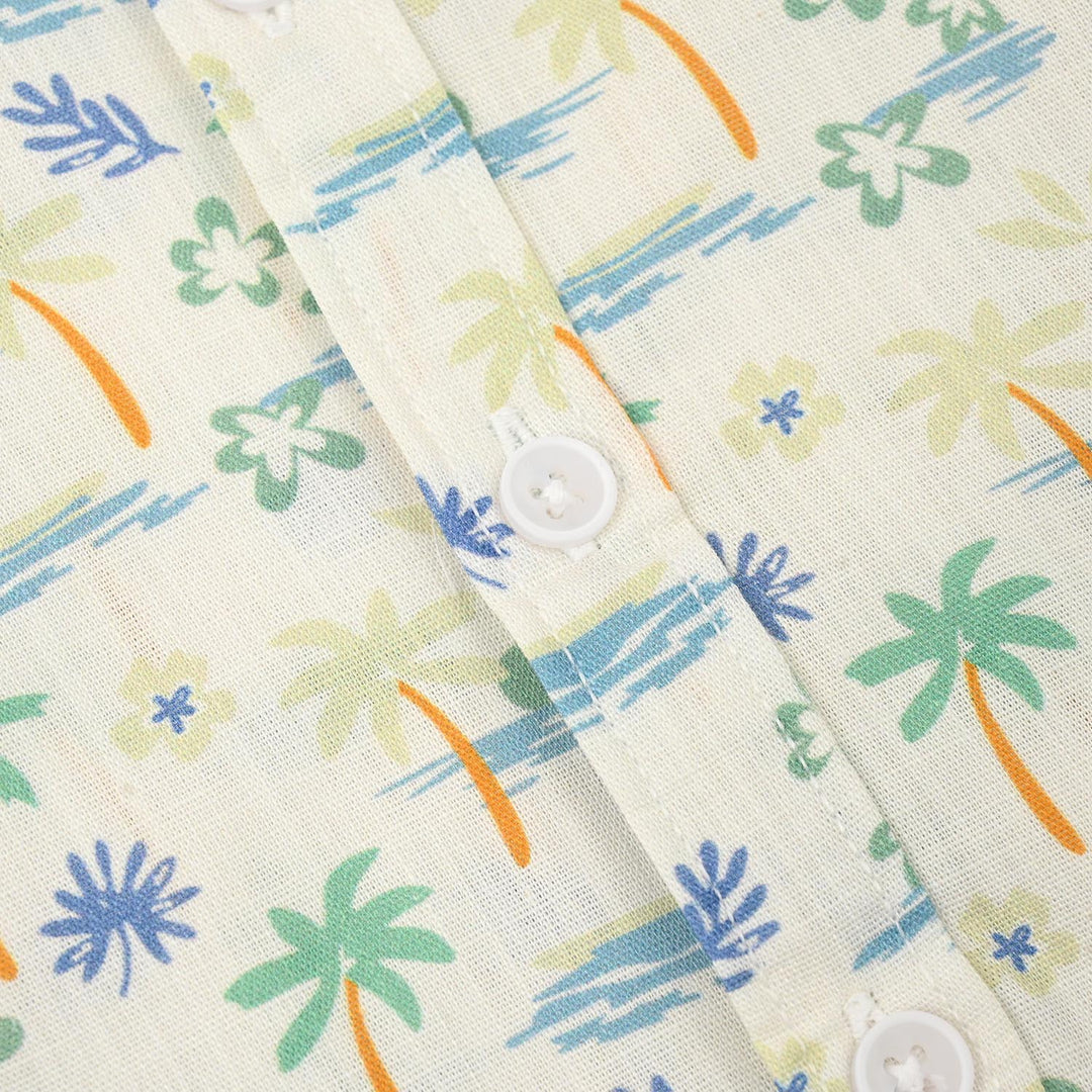 Infant Boys Cotton Slub Shirt (AOP Palm Tree)-White