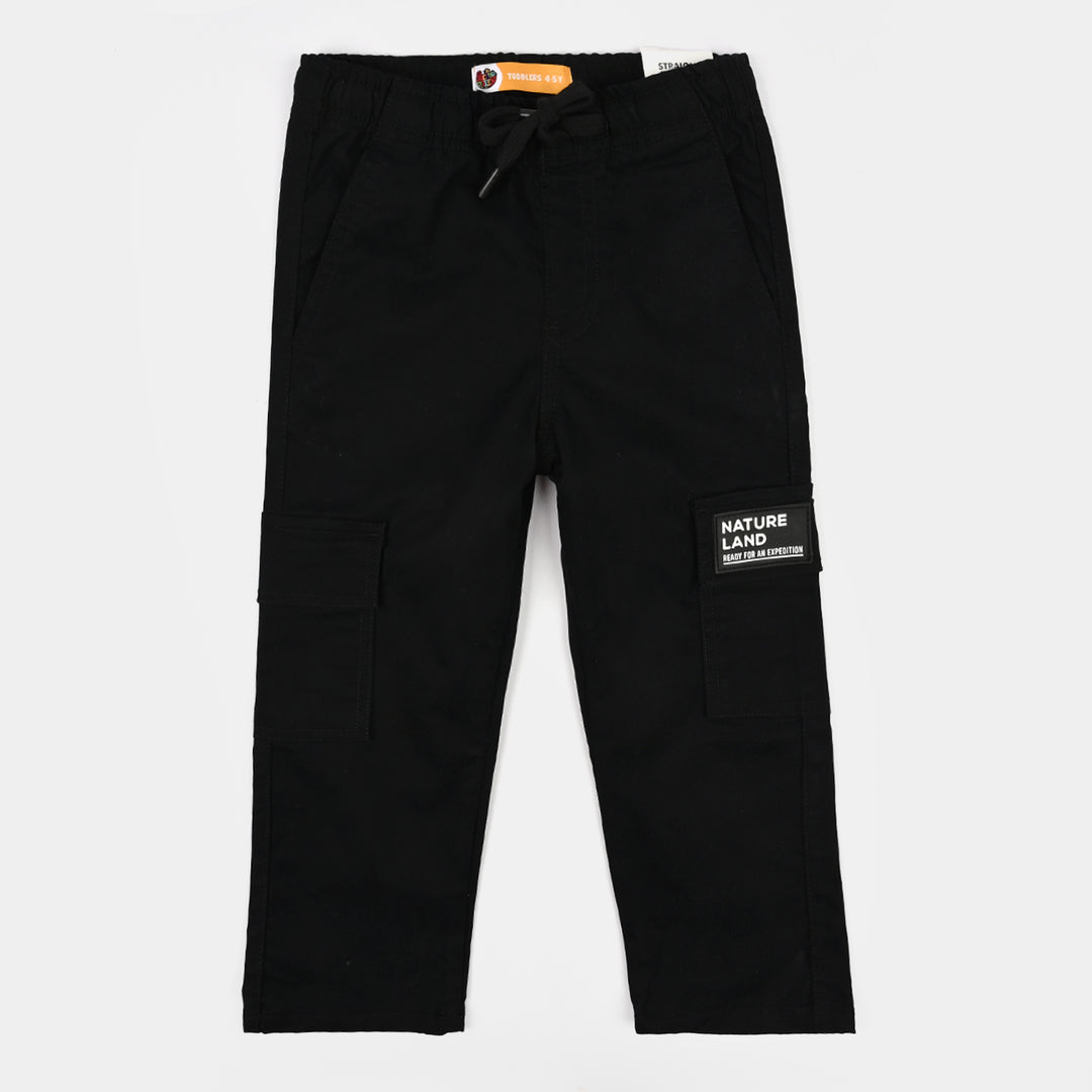 Boys Cotton Twill Pant Nature Land-BLACK