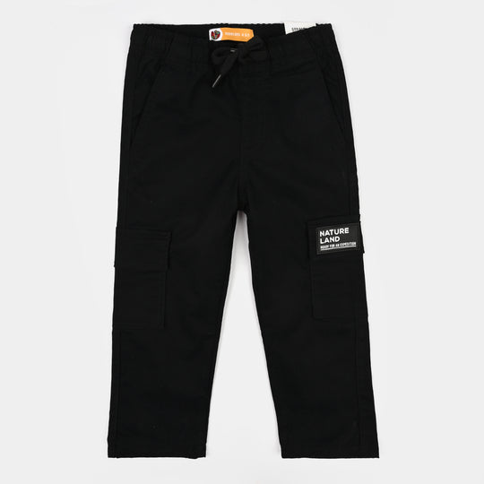 Boys Cotton Twill Pant Nature Land-BLACK