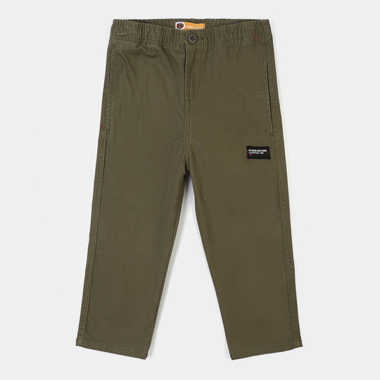 Boys Cotton Twill Pant Round Around-OliveGreen