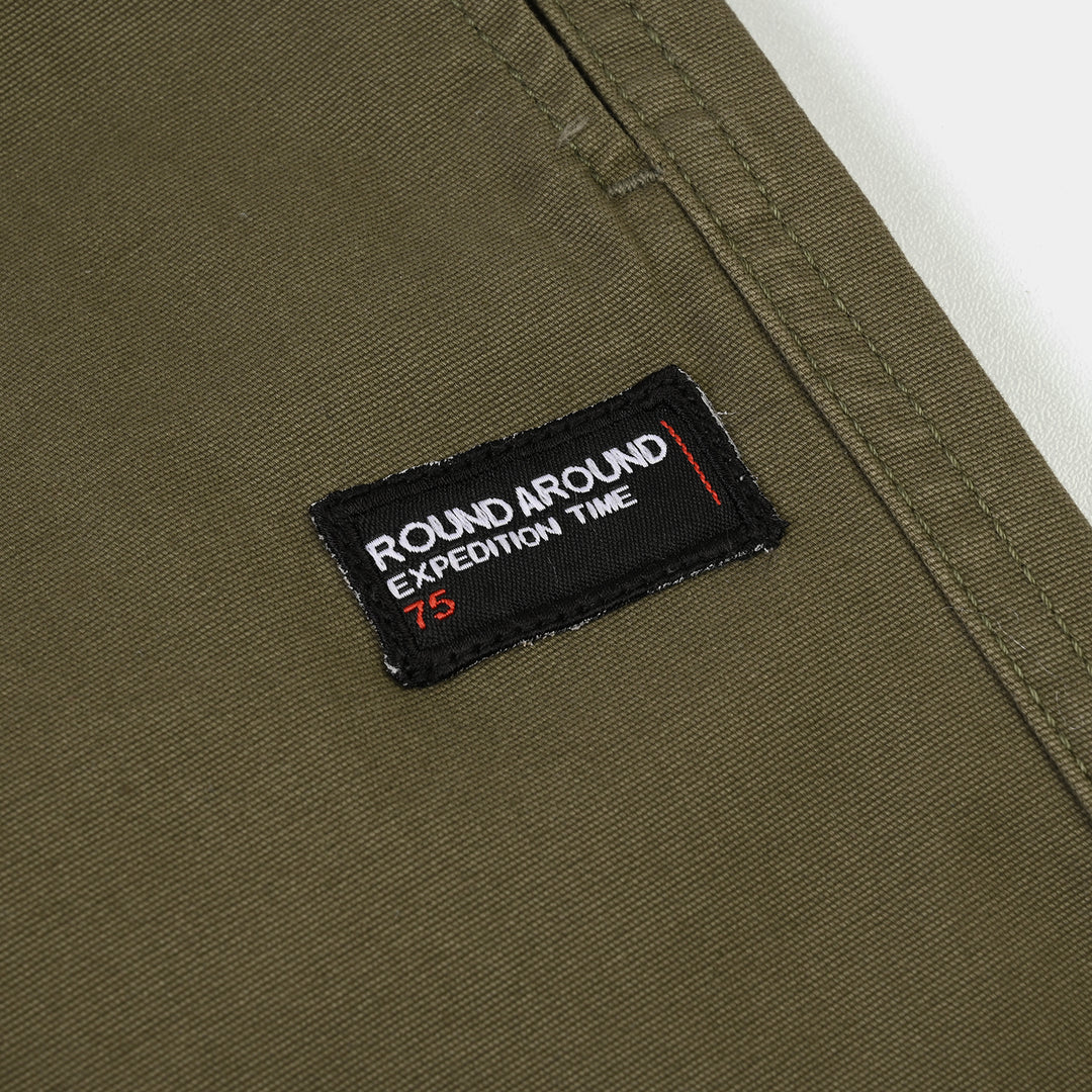 Boys Cotton Twill Pant Round Around-OliveGreen