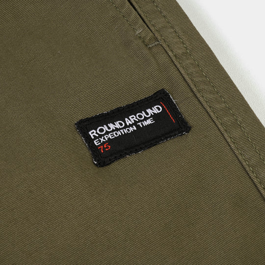 Boys Cotton Twill Pant Round Around-OliveGreen