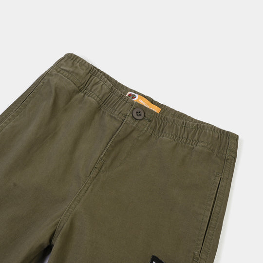 Boys Cotton Twill Pant Round Around-OliveGreen