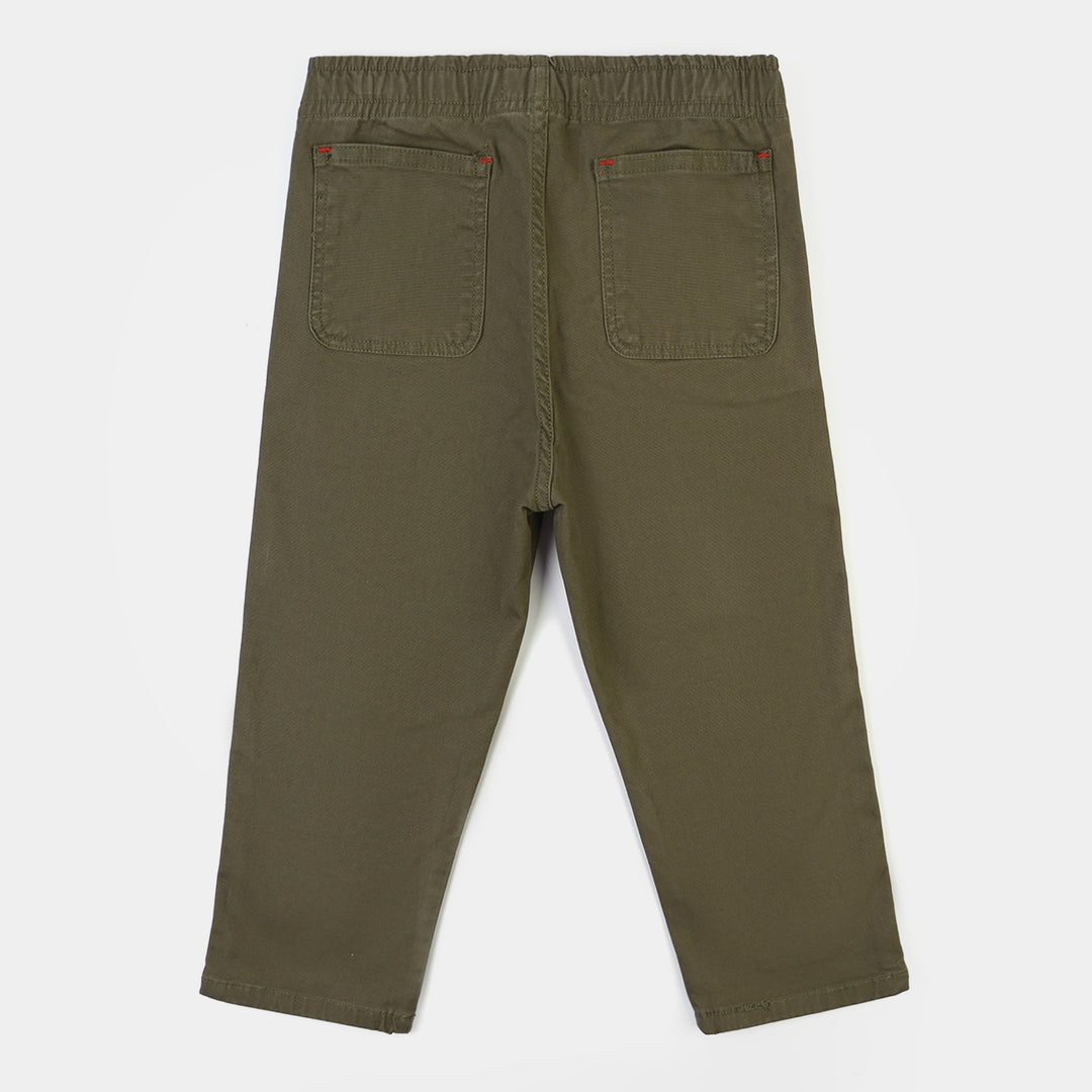 Boys Cotton Twill Pant Round Around-OliveGreen