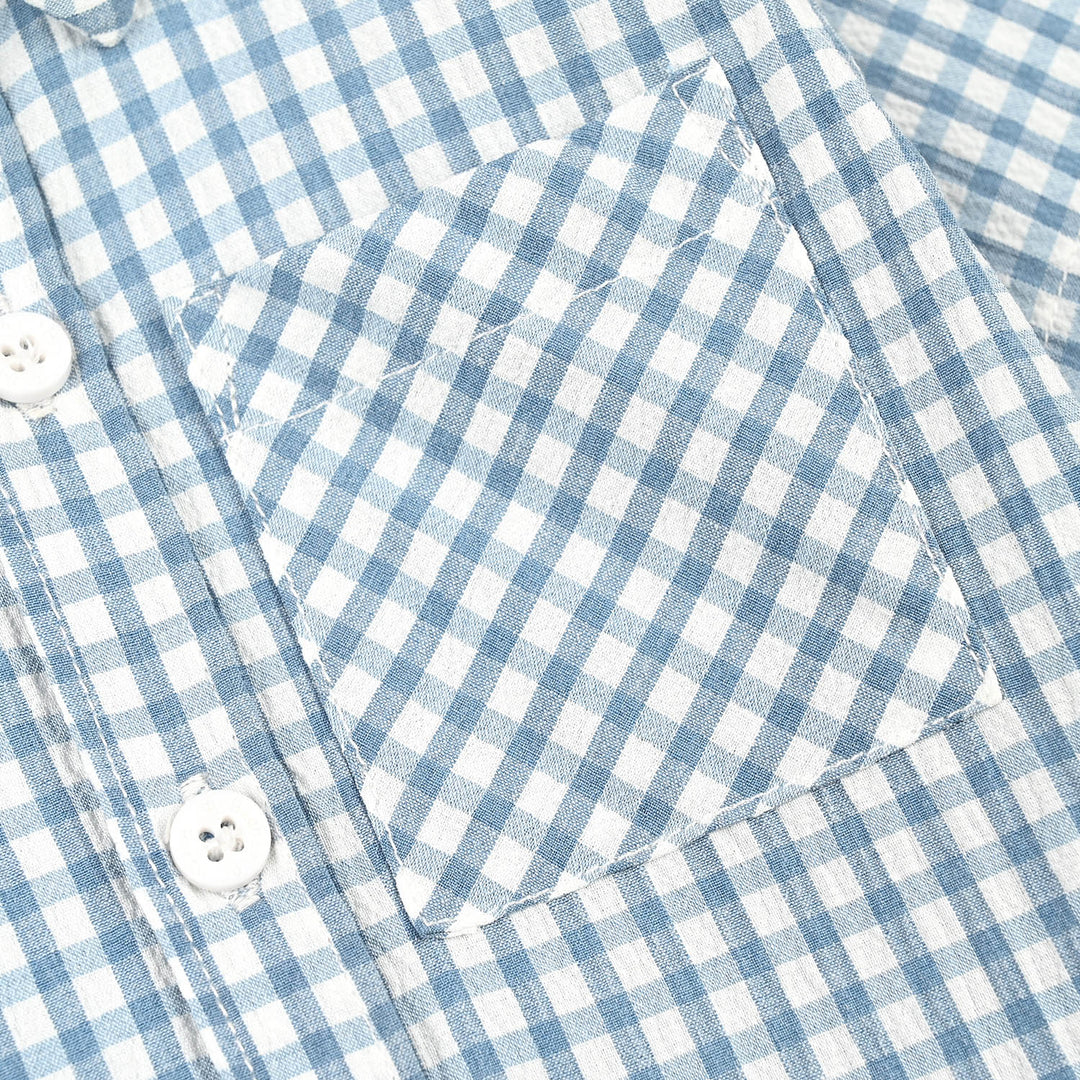 Infant Boys Yarn Dyed Shirt (Coolest) - Blue Check