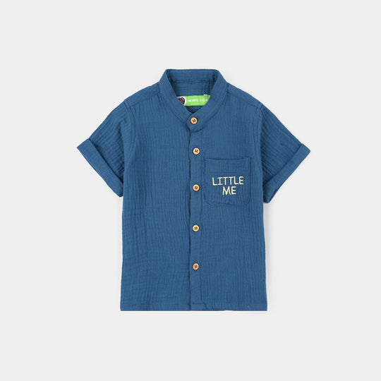 Infant Boys Gauze Shirt (Little Me)-Blue