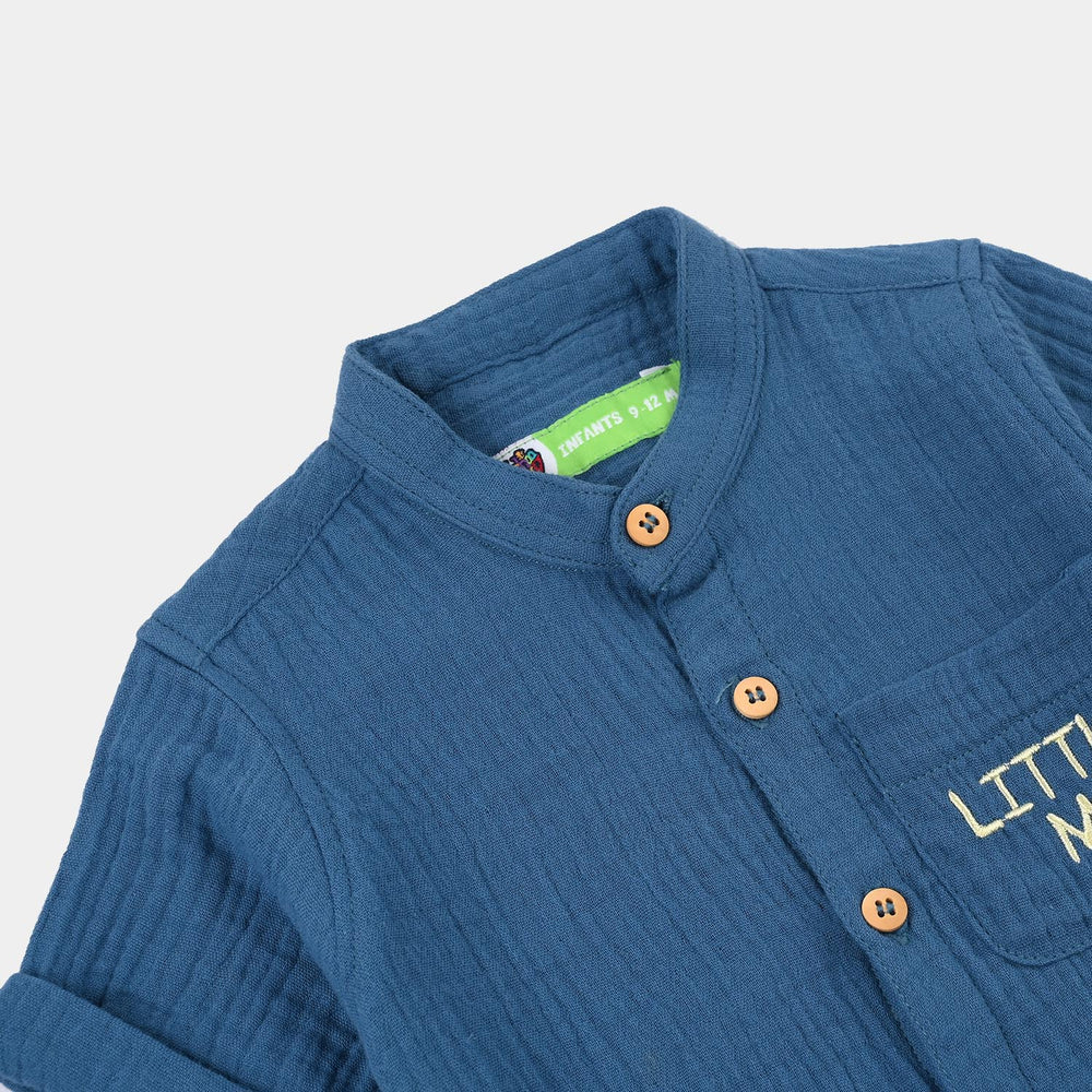 Infant Boys Gauze Shirt (Little Me)-Blue