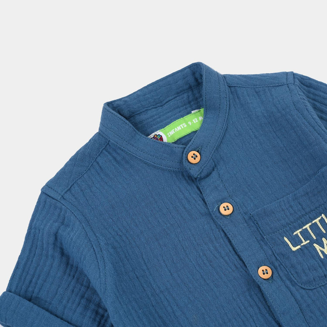 Infant Boys Gauze Shirt (Little Me)-Blue